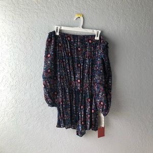 Blue Floral, Mossimo Off-The-Shoulder Romper, XS